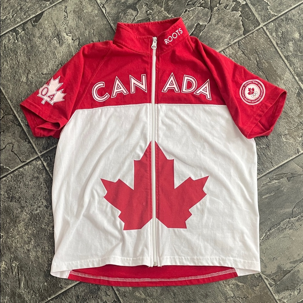Vintage ROOTS Official Team Canada Olympic Cycling Jersey Sporty Y2K Collector